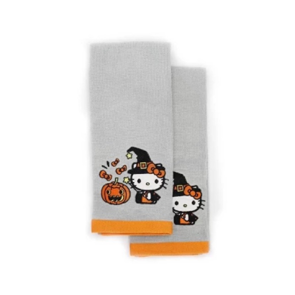 Hello Kitty Halloween Gray and Orange Hand Towels